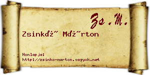Zsinkó Márton névjegykártya